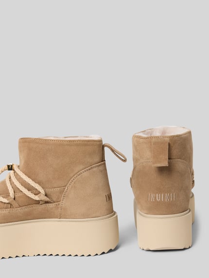 INUIKII Snowboots van leer met plateauzool Beige - 2