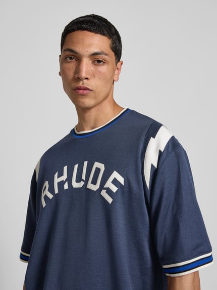 RHUDE Relaxed Fit T-Shirt mit Logo-Print Marine 3