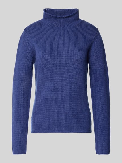 Fynch-Hatton Sweter z dzianiny z wełny lana ze stójką Granatowy 2