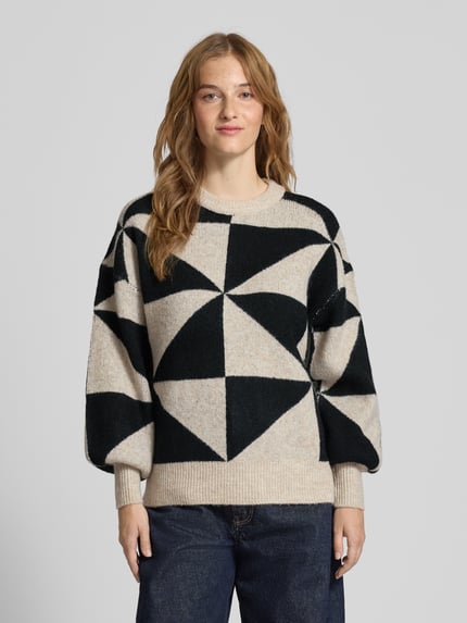 ONLY Regular Fit Strickpullover mit voluminösem Armschnitt Modell 'GEORGINA' Ecru 4