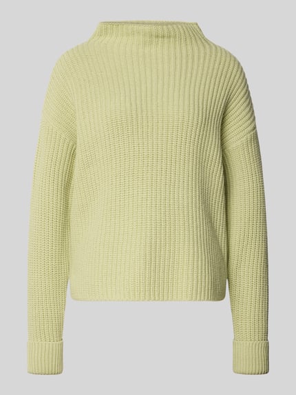 Produktfoto, Regular Fit Turtleneck-Pullover uit katoenmix Model 'SELMA' van Selected Femme, effen gestructureerde look, grof tricot, zachtgeel