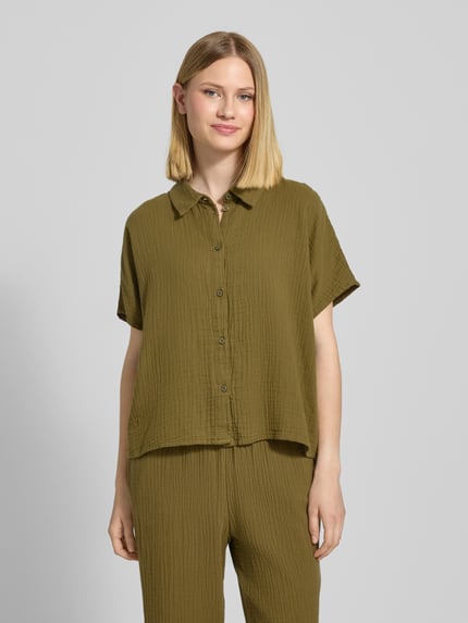Tom Tailor Denim Boxy Fit Bluse aus reiner Baumwolle Khaki 4