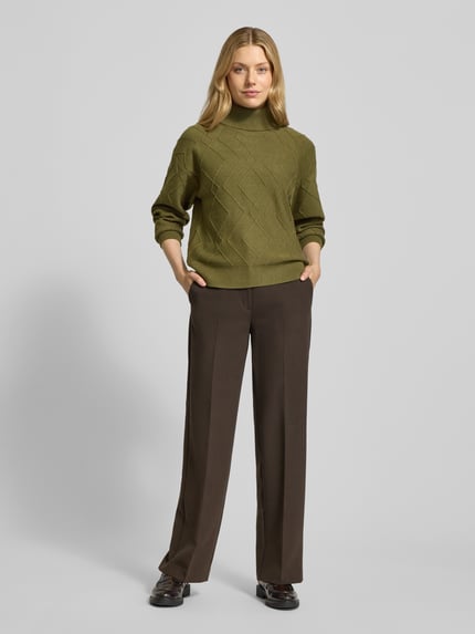 FREE/QUENT Strickpullover mit gerippten Abschlüssen Modell 'Saturn' Khaki 1