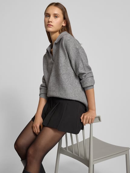 PIECES Regular Fit Strickpullover mit Woll-Anteil Modell 'MALOU' Mittelgrau Melange 3
