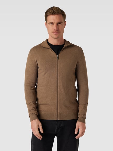 Selected Strickjacke mit Stehkragen Modell 'BERG' Sand Melange 4