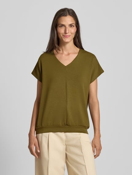 Soyaconcept T-shirt met V-hals, model 'BANU' Kaki - 4