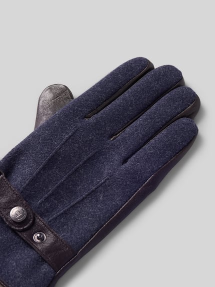 Productfoto, Handschuhe aus Viskose-Mix mit Riegel van bugatti, heren handschoen in donkerblauw met gladde textuur, detailopname