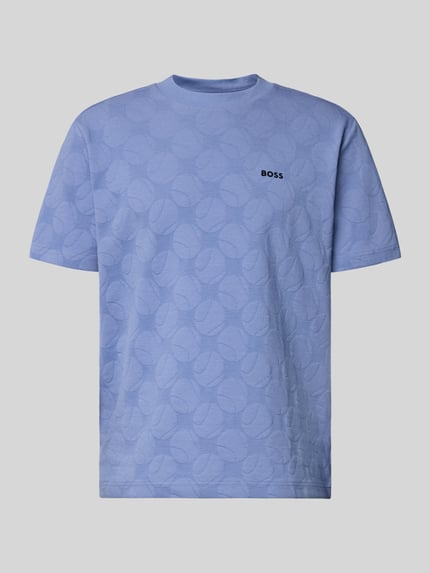 Produktfoto, Regular Fit T-Shirt aus Baumwoll-Mix Modell 'TS_MEMBER' von BOSS Green in Hellblau, feines Strukturmuster, unifarben, Jersey-Textur.