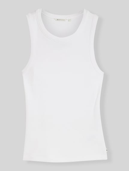 Tom Tailor Denim Top w prążkowanej strukturze, krój slim fit Biały 2