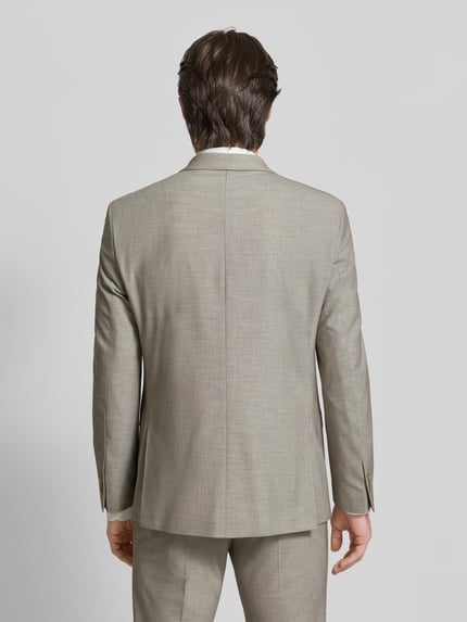 Männermodel trägt Regular Fit Anzugjacke mit Viskose-Anteil van HECHTER PARIS in lichtgrijs, gladde textuur, Ganzkörperansicht Rückansicht.