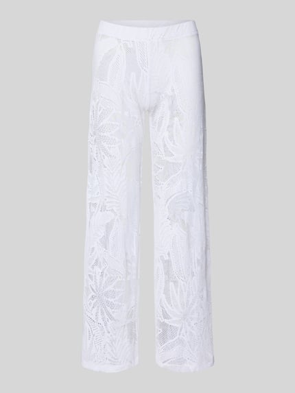 Produktfoto, weiße Hose aus Häkelspitze Modell 'KISKA COCOBEACH' von Banana Moon, Material-Mix mit Stretch-Anteil, Regular-Fit, elastischer Bund