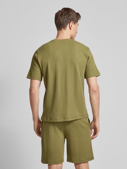 BOSS T-shirt z prążkowanym okrągłym dekoltem Oliwkowy 5