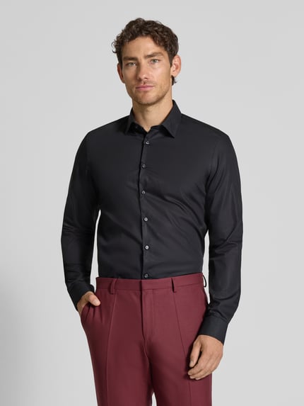 Jake*s Slim Fit Businesshemd aus Baumwolle mit Kentkragen Black 4