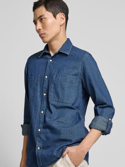 GABBA Koszula jeansowa o kroju regular fit z kieszeniami na piersi model ‘Sven’ Granatowy 3