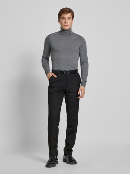 Carl Gross Straight Fit Anzughose aus Schurwolle Modell 'STEVE' Black 1