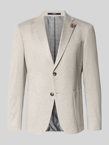 Produktfoto, Slim Fit 2-Knopf-Sakko mit Reverskragen Modell 'Hawksley' von JOOP! Collection, hellbeige, AufgesetzteTaschen, strukturierte Oberfläche