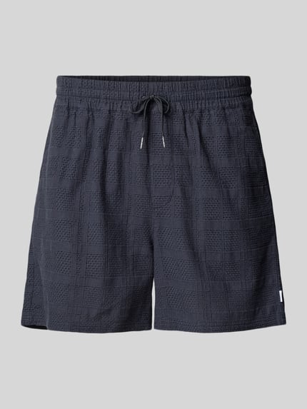 Les Deux Regular Fit Shorts mit Strukturmuster Modell 'Charlie' Dunkelblau 2