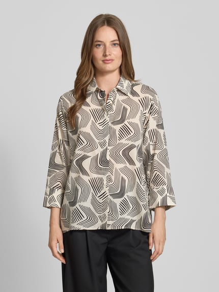 OPUS Regular fit blouse van viscose met blinde knoopsluiting Zand - 4