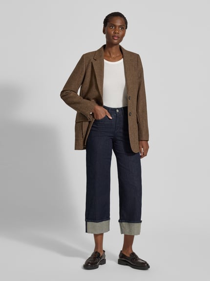 OPUS Wide Leg Jeans mit fixiertem Saumaufschlag Modell 'Miva' Jeansblau 1
