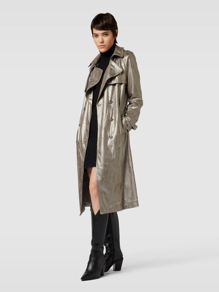 GUESS Trenchcoat mit Taillengürtel Modell 'ADELE' Silber 1