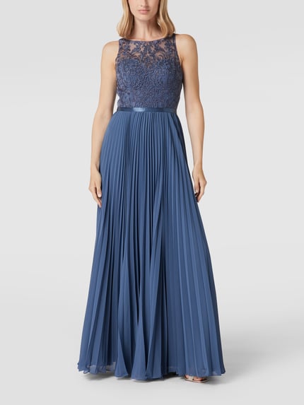 LUXUAR FASHION Abendkleid in Maxilänge mit floraler Spitze Blau 4