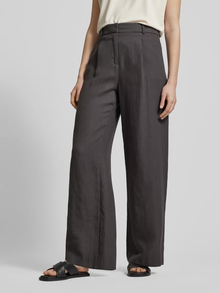 Jake*s Collection Flared Stoffhose aus Leinen-Mix Stein 4