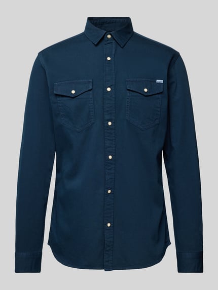 JACK & JONES Slim Fit Freizeithemd mit Kentkragen Modell 'ESHERIDAN' Marine 2