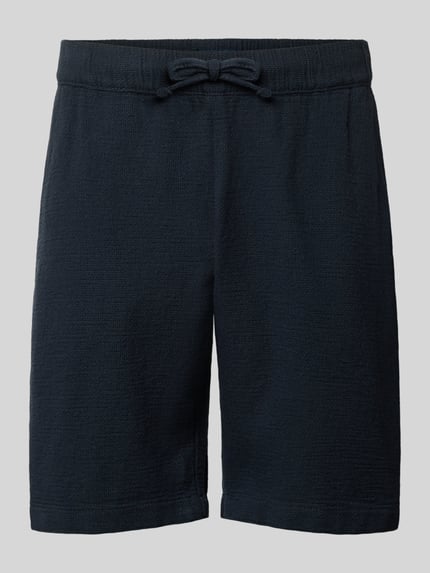 Produktfoto, Shorts mit elastischem Bund und Tunnelzug von MCNEAL aus dunkelblauem Baumwoll-Mix, Regular Fit, strukturierte Oberfläche
