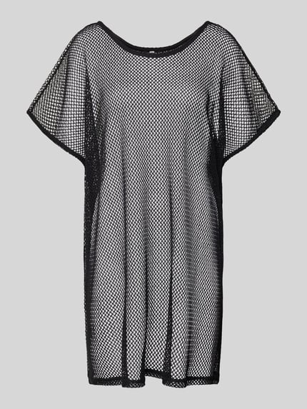 Produktfoto, Oversized T-Shirt mit Baumwoll-Anteil Modell 'KADY' von Pieces in schwarzer Mesh-Optik, semitransparent, Material-Mix.