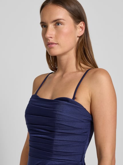 Mascara Abendkleid mit verlängertem Rücken und Raffungen Marine 3