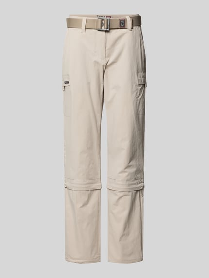 Produktfoto, Straight Fit Wanderhose mit Zip-Off von G.I.G.A. DX, beige, glatte Oberfläche, abnehmbarer Gürtel, Knopf-Reißverschluss, Bundweite 113 cm, Innenbeinlänge 80 cm