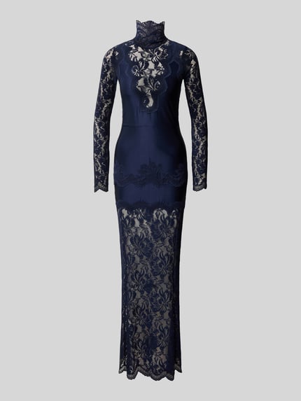 Rabanne Abendkleid mit semitransparentem Spitzenbesatz Blau 2