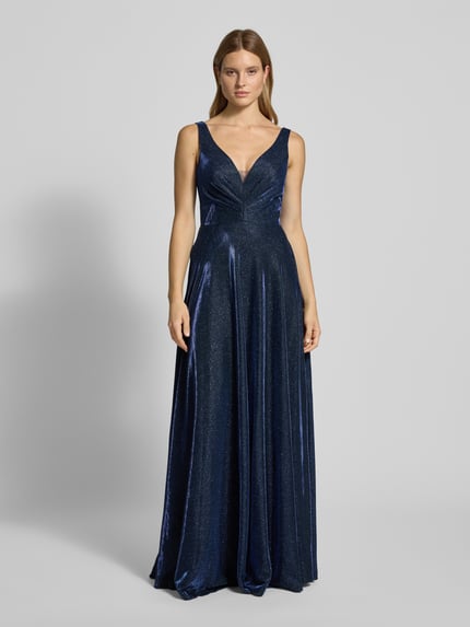 LUXUAR FASHION Avondjurk met V-hals Marineblauw - 4
