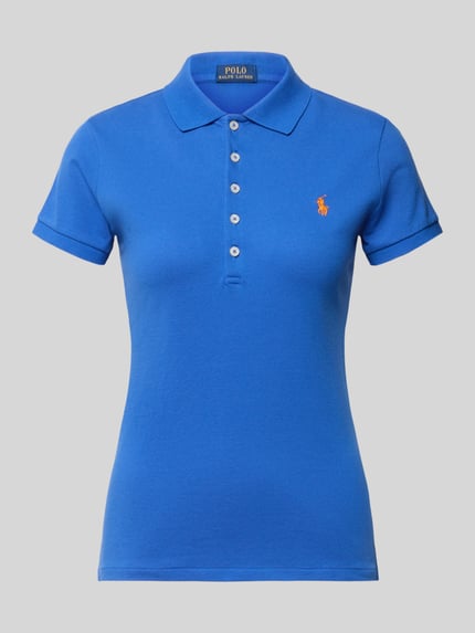 Produktfoto, Regular Fit Poloshirt aus katoenmix model 'JULIE' van Polo Ralph Lauren, look: effen, piqué structuur, gestikt logo, korte mouw, rompzoom met zijsplitten