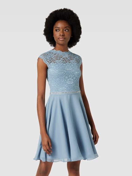 SWING Cocktailkleid mit Spitzenbesatz Hellblau 4
