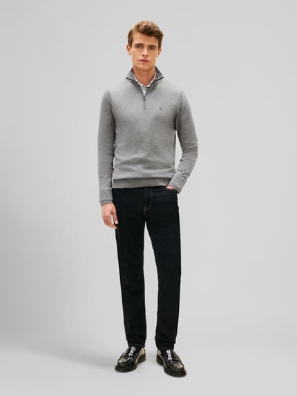 Tommy Hilfiger Troyer o kroju regular fit z czystej bawełny Jasnoszary 1
