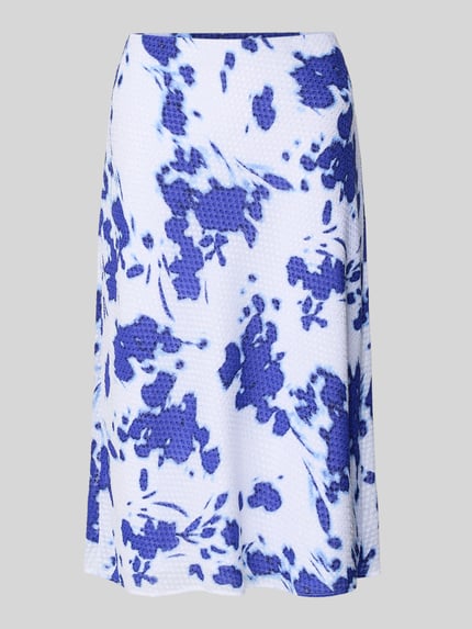 Produktfoto, Midirock mit Strukturmuster im Allover-Look von Calvin Klein Womenswear, niebiesko-biały, A-linia, Szerokość w rozmiarze S: 40 cm, długość całkowita: 70 cm