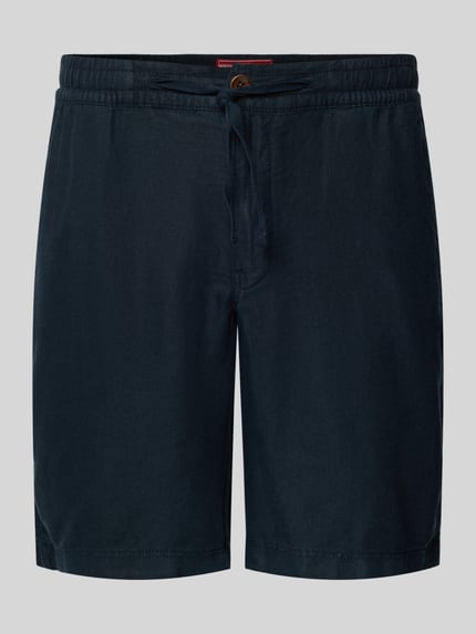 Superdry Szorty lniane o kroju regular fit z tunelem model ‘Merchant’ Ciemnoniebieski 2