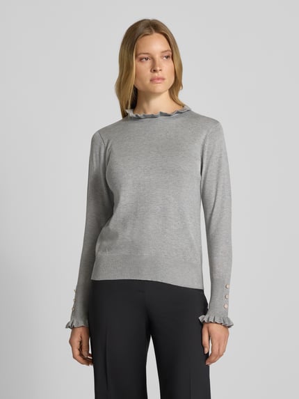 FREE/QUENT Regular Fit Longsleeve aus Viskose-Mix Modell 'Katie' Hellgrau 4
