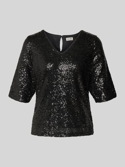 ICHI Blusenshirt mit V-Ausschnitt Modell 'FAUCA' Black 2