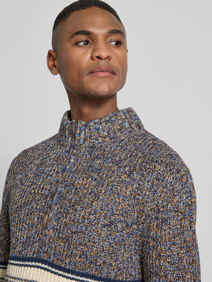 RAGMAN Slim Fit Troyer in Strick-Optik Modell 'Mouline' Marine 3