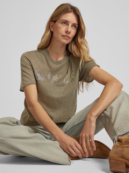 Zadig&Voltaire Bluzka z dzianiny z kaszmiru z obszyciem kamieniami stras model ‘IDA’ Khaki 3