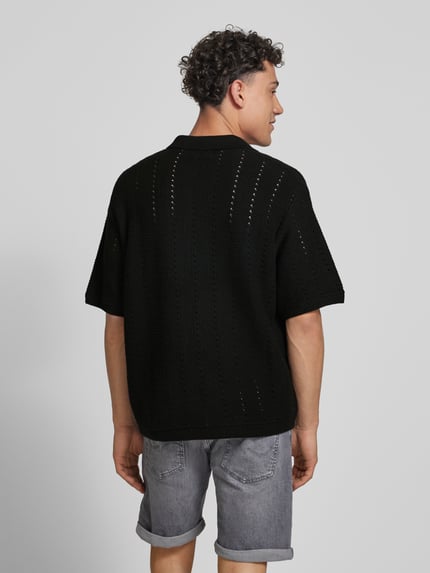 JACK & JONES Relaxed Fit Poloshirt mit Lochmuster Modell 'PAROS' Black 5