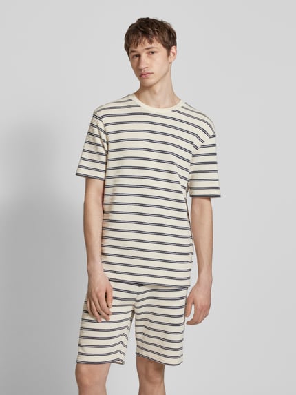ONLY & SONS T-shirt met geribde ronde hals, model 'IAN' Offwhite - 4