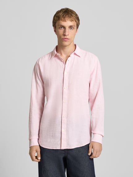 ONLY & SONS Slim Fit Freizeithemd aus Baumwoll-Leinen-Mix Modell 'CAIDENLS SOLID' Rosa 4
