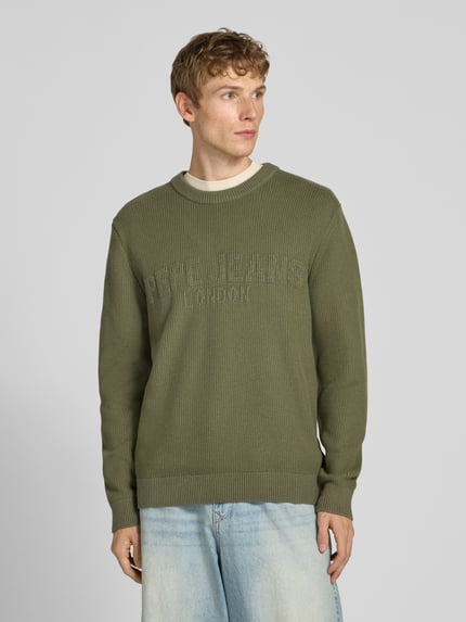 Pepe Jeans Regular Fit Strickpullover Viskose-Baumwoll-Mix Modell 'PHINEAS' Oliv 4