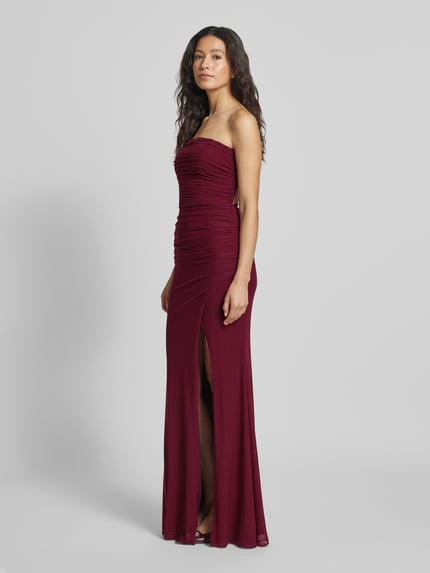 LUXUAR FASHION Avondjurk met vetersluiting aan de achterkant en plooien Bordeaux - 1