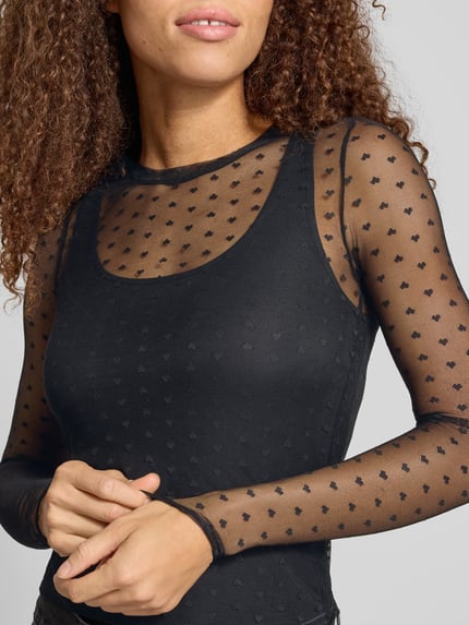 NOISY MAY® Slim Fit Longsleeve aus elastischem Material-Mix Modell 'JUDITH' Black 3