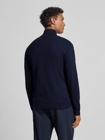Selected Regular fit gebreid jack van puur katoen, model 'BERG' Donkerblauw - 5