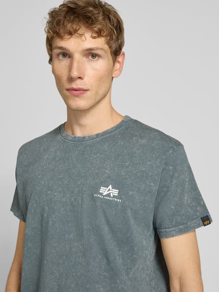 Alpha Industries T-shirt z nadrukiem z logo i detalem z logo Jasnoniebieski 3
